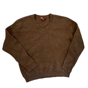 Andean 100% Alpaca V-Neck Sweater Brown Made in Peru Unisex. size M